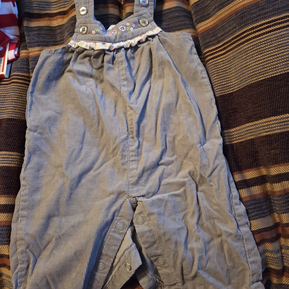 Charcoal Overalls with Floral Accents